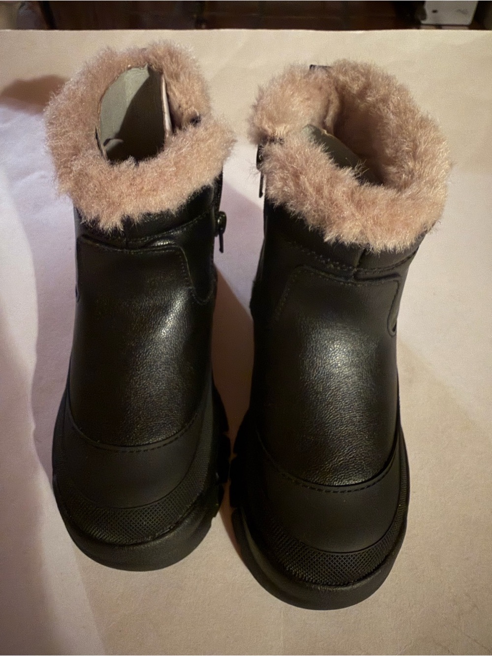 Zara Toddler Size 7.5 Black Winter Boots with Faux-Fur Trim